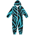 thumbnail image 1 of Cyan Zebra Pattern One Piece Pajamas Soft Jumpsuit Cozy Sleep and Play Romper Zipper and Pockets 5-6T, 1 of 8
