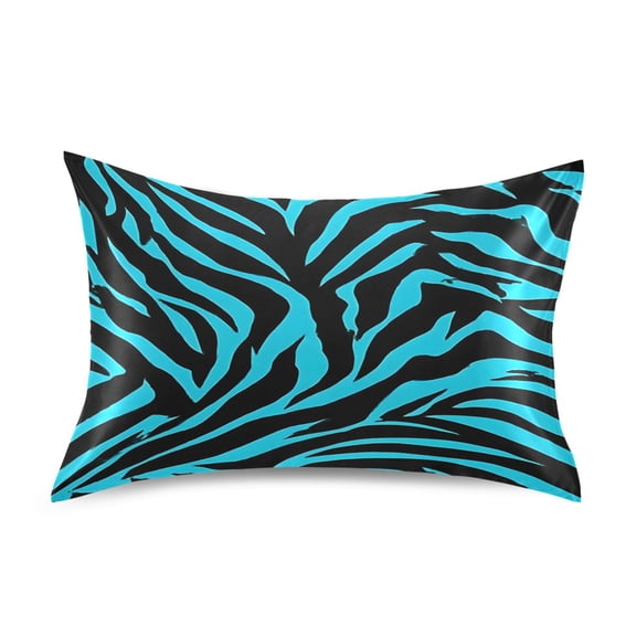 Cyan Zebra Pattern Standard Size Satin Pillowcase 20''x26'' Double-Sided Print Soft Wrinkle Resistant