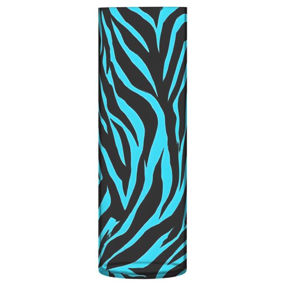 Cyan Zebra Pattern Vase Flower Vase Clear Unbreakable Plastic Tall Decorative 11.8in
