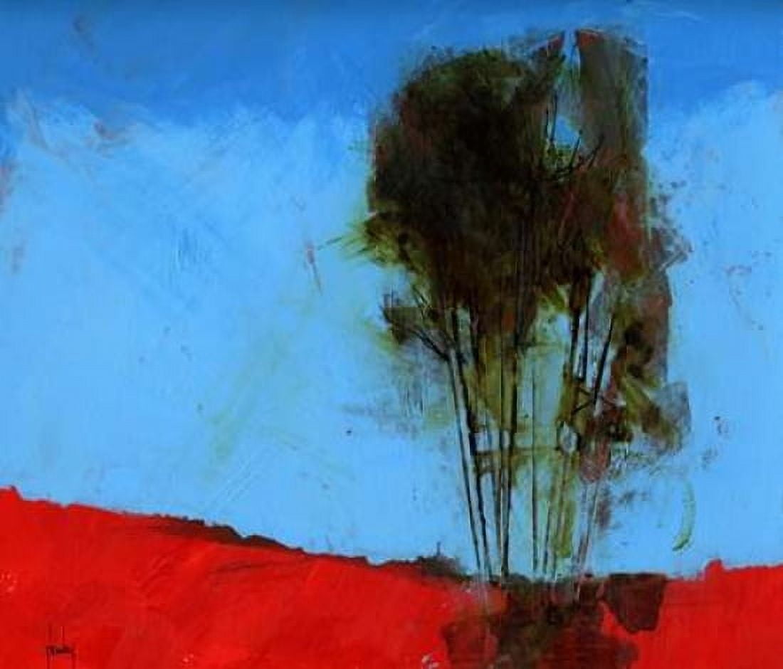 Cyan and Red Canvas Art - Paul Bailey (24 x 24)