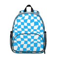 thumbnail image 1 of Cyan and White Wavy Checkered Pattern Backpack for School, Cute School Bag with Adjustable Shoulder Straps and Padded Back, 13.8"x11.4"x6", 1 of 4