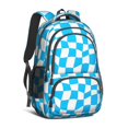 thumbnail image 1 of Cyan and White Wavy Checkered Pattern Backpack for School, Cute School Bag with Adjustable Shoulder Straps and Padded Back, 16.9"x12.6"x5.9", 1 of 5