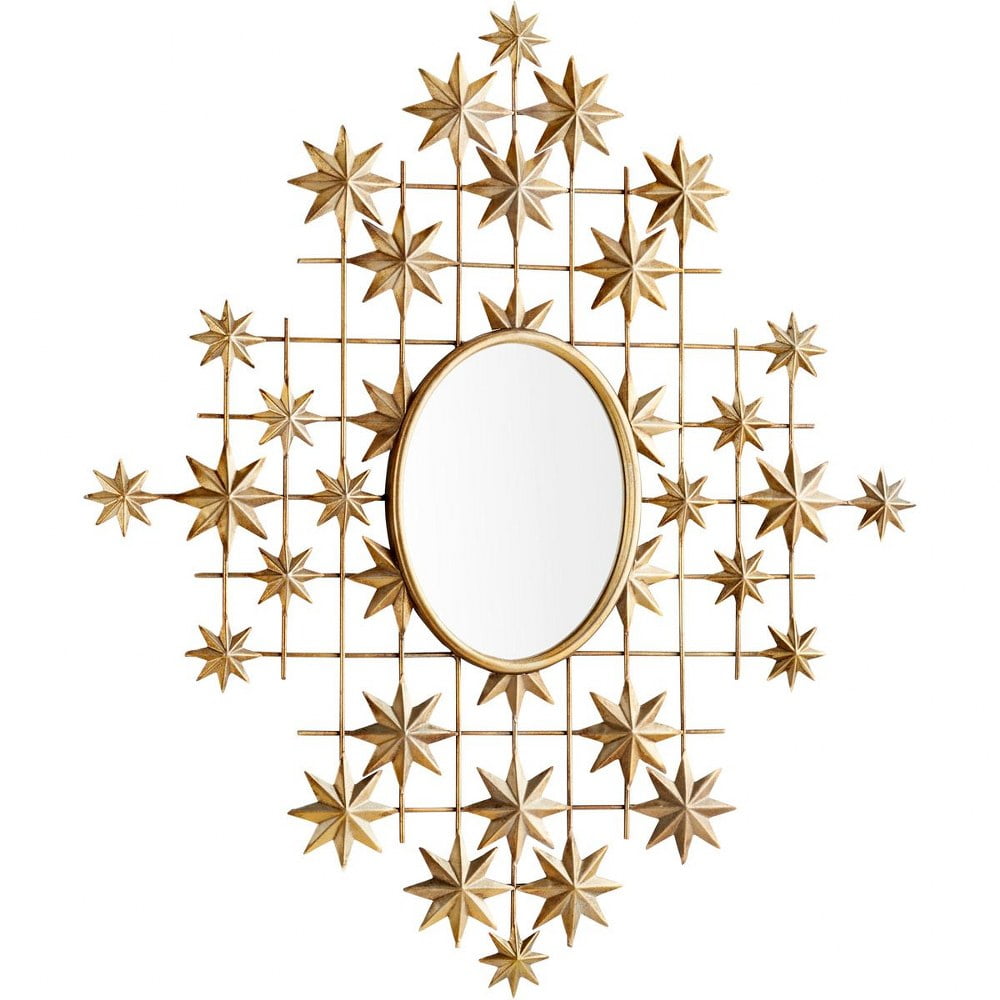 Alena Contemporary Gold Iron Round Wall Mirror 22.5"