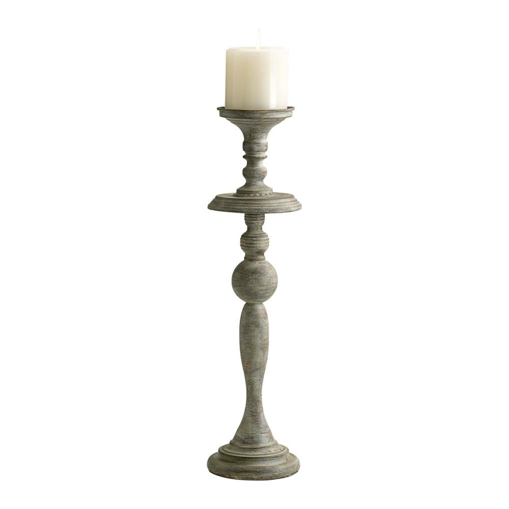 Distressed Antiqued White Iron Candlestick 23.25"