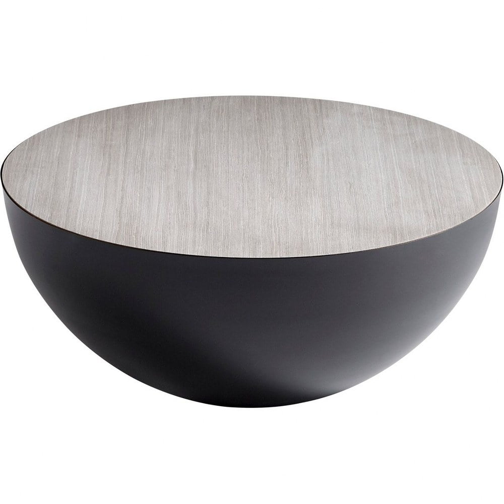 Contemporary Balance Round Black Wood and Metal Coffee Table with Storage