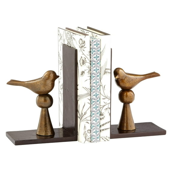 Cyan lighting - Birds and Books - Bookends-7.25 Inches Tall and 3 Inches Wide -