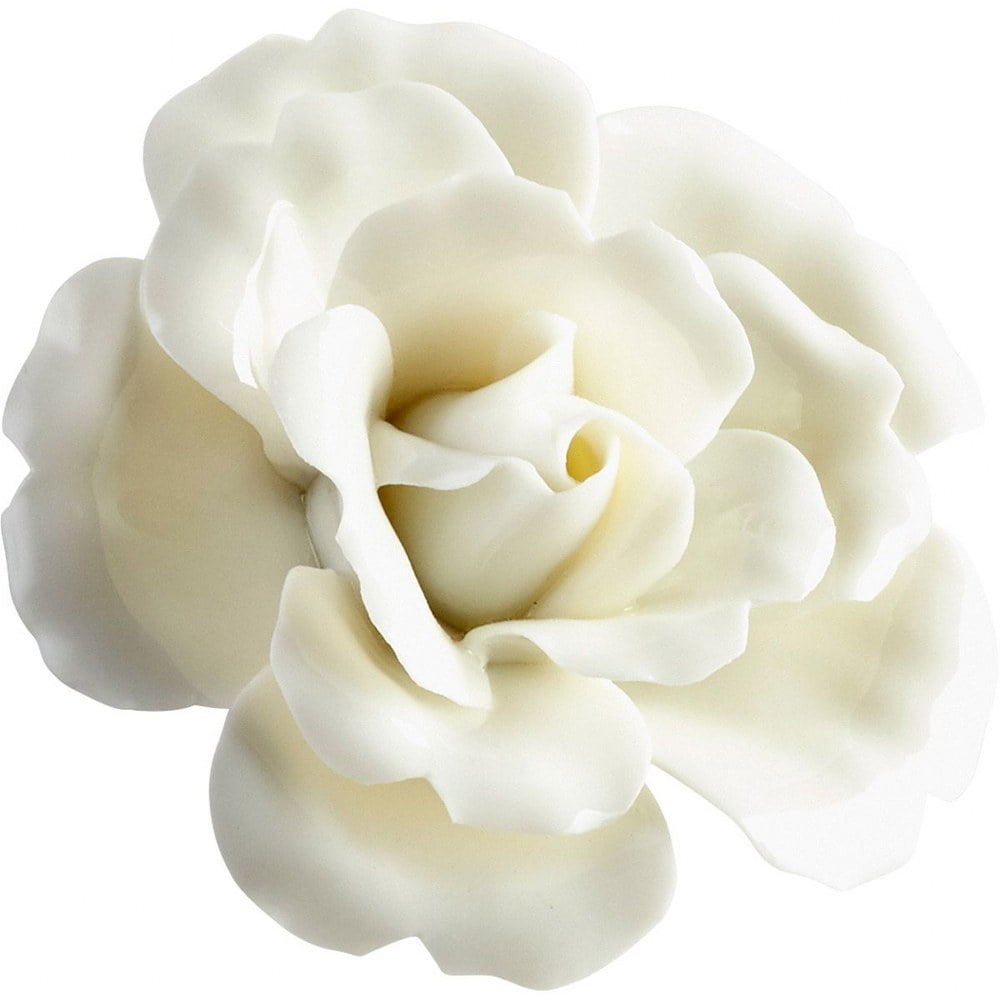 White Ceramic Floral Wall Sculpture, 3.25 Inch