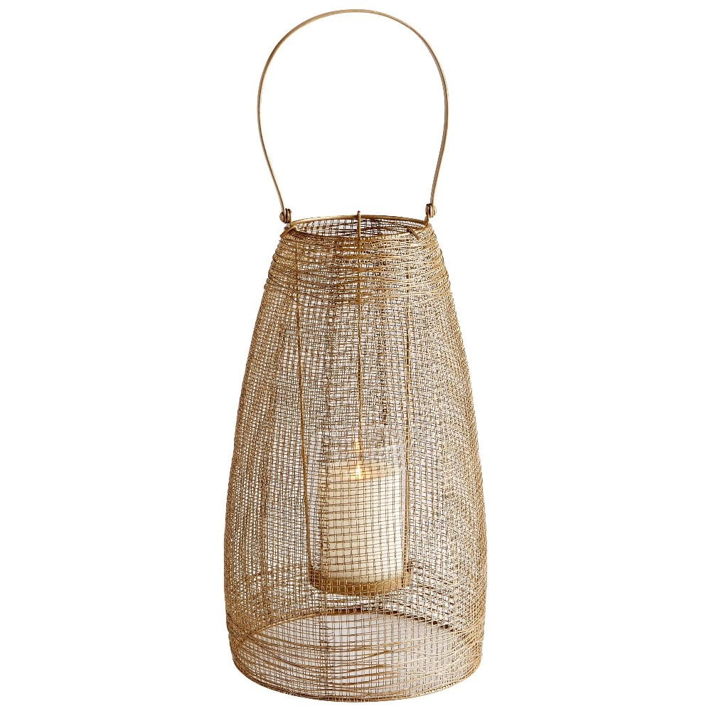 Gauze Gold Contemporary Iron Candleholder, 23.25 Inch
