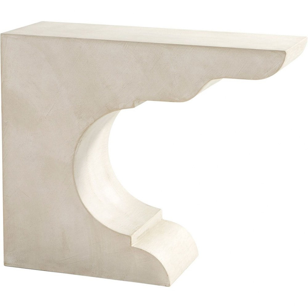 Natural Concrete and Wood Rectangular Side Table