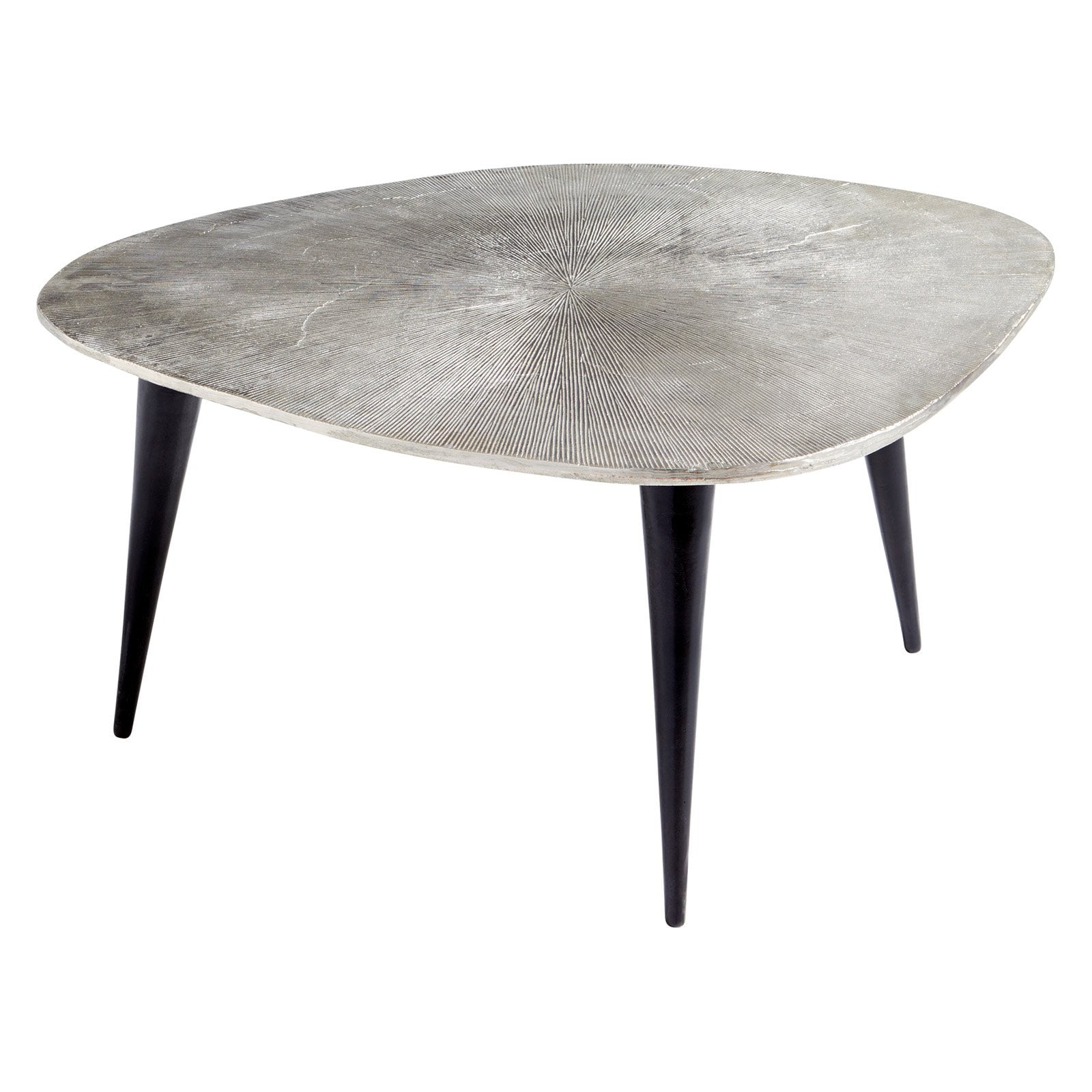 Triata Raw Nickel and Bronze Oval Aluminum Coffee Table