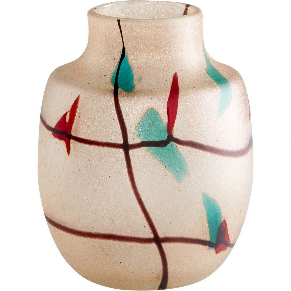 Gold and White Glass Table Vase, 6.75 Inches Tall