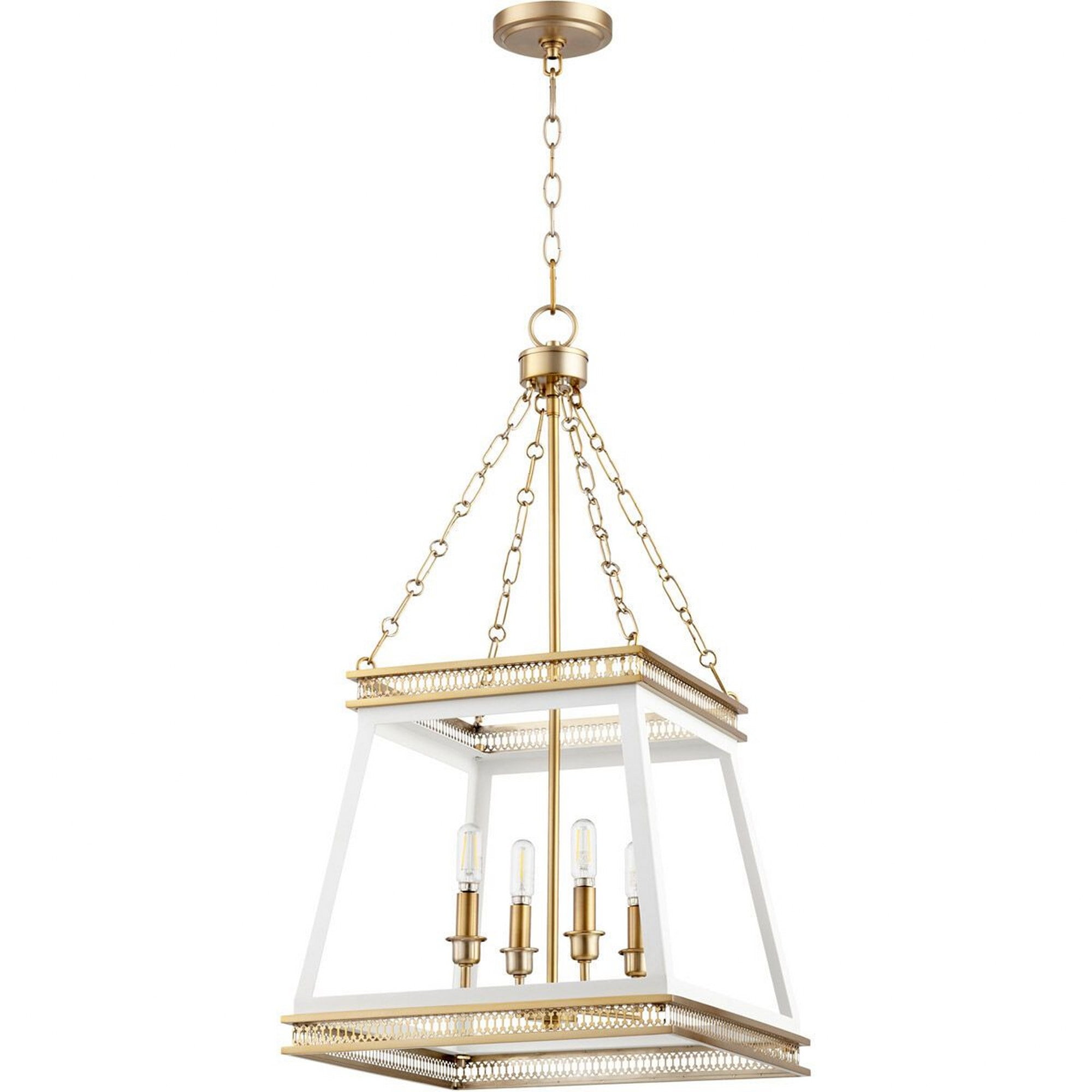 10905-Cyan lighting-Gerard - 4 Light Pendant-30.5 Inches Tall and 15.5 Inches Wide-White/Aged Brass Finish -Traditional Installation