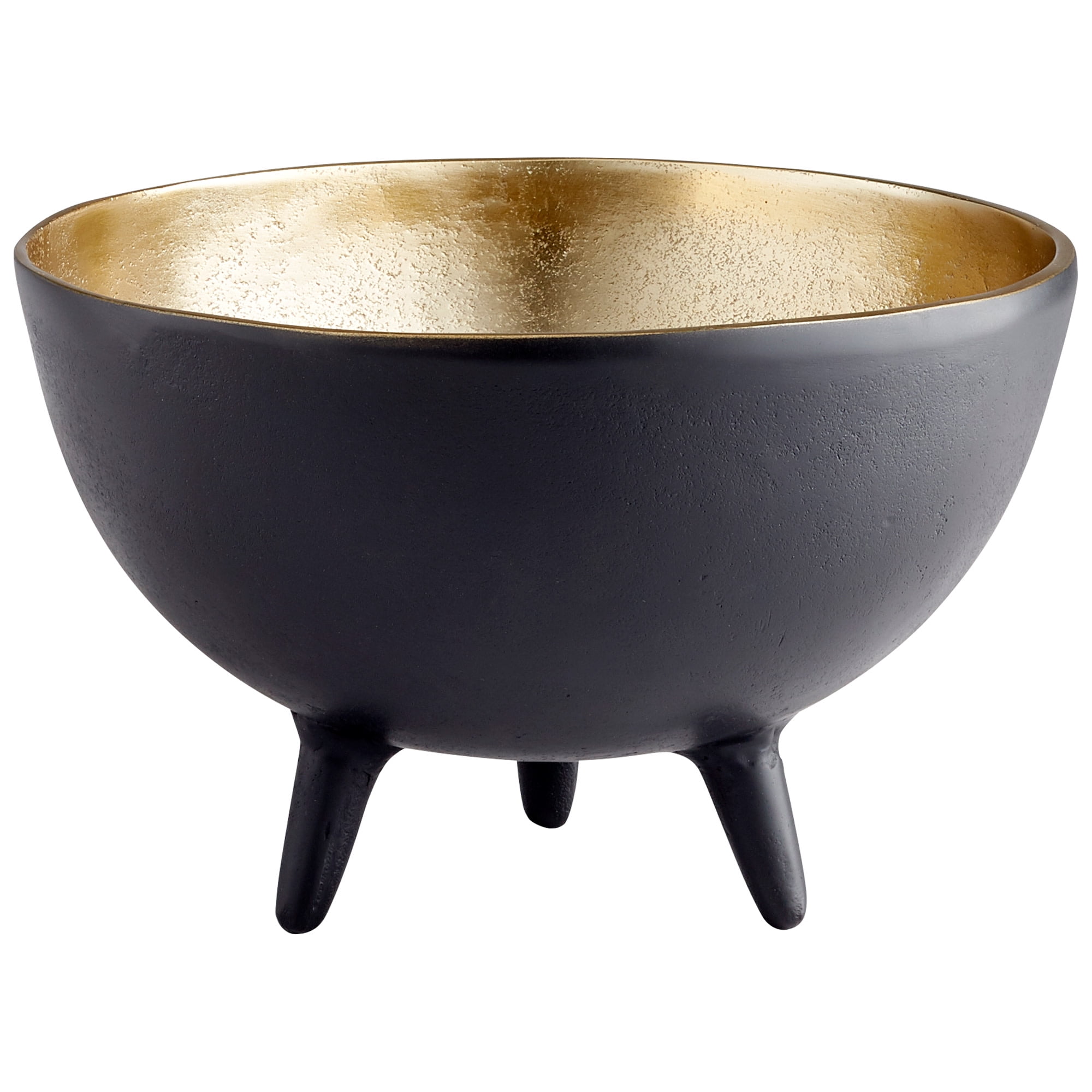 Inca Matte Black and Gold Aluminum Footed Bowl 11.5"