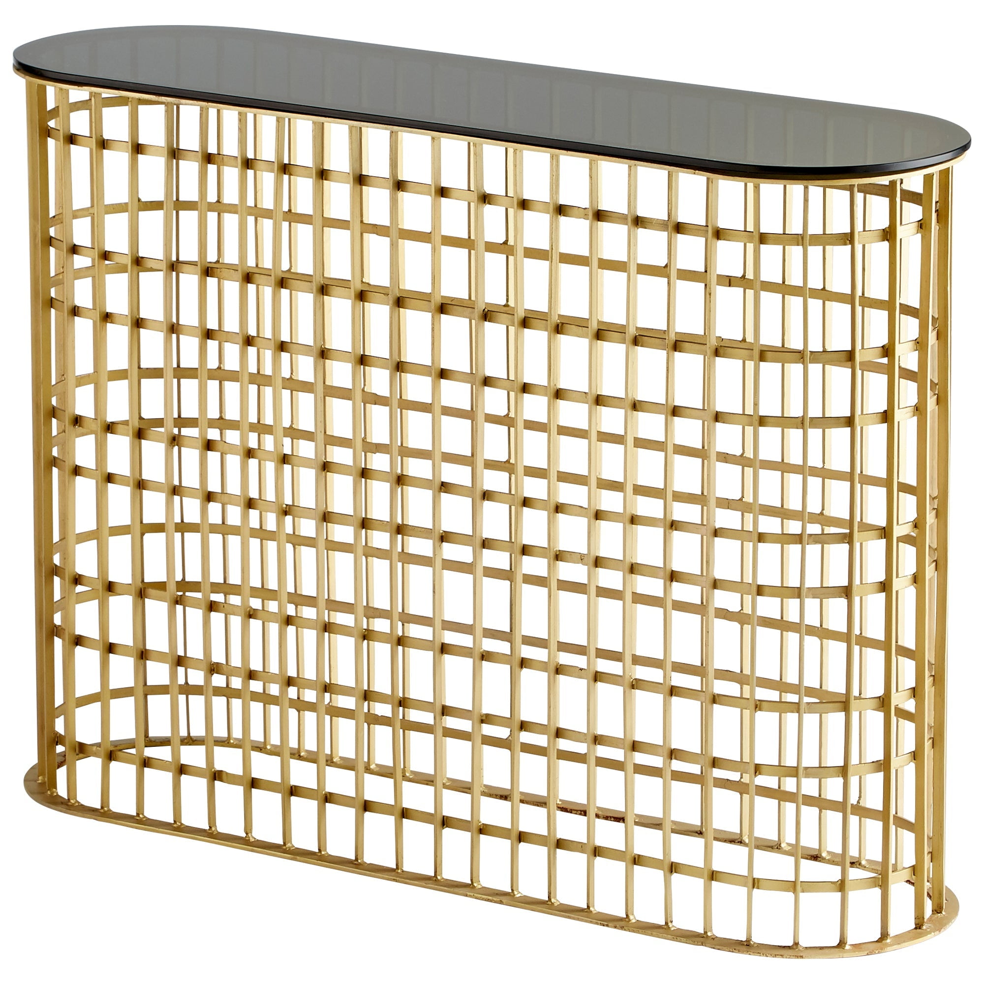 Antique Brass and Glass Rectangular Console Table with Storage