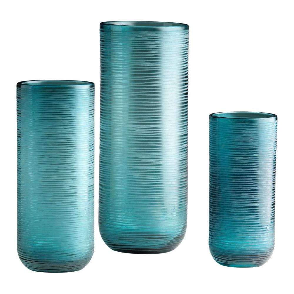 Contemporary Aqua Blue Glass Bouquet Vase 14.5" High