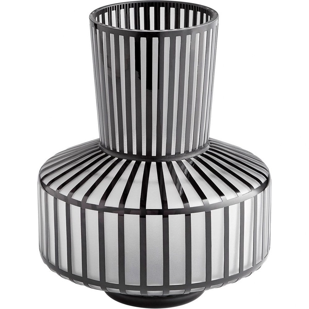 Modern Black Glass Tulip Silhouette Table Vase 11.75''