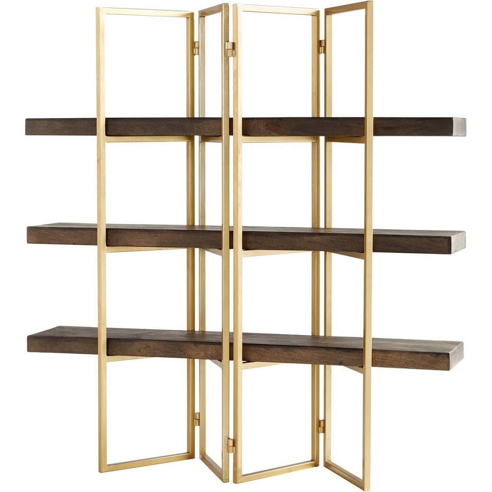 Marsina 68.75" Gray and Gold Iron Etagere