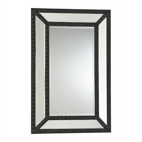 Rectangular Brown Wood Contemporary Wall Mirror
