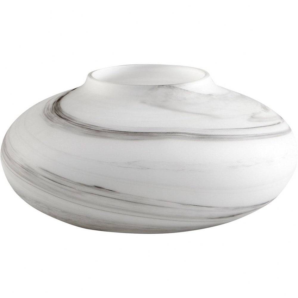 Moon Mist 14" Black and White Swirl Glass Vase