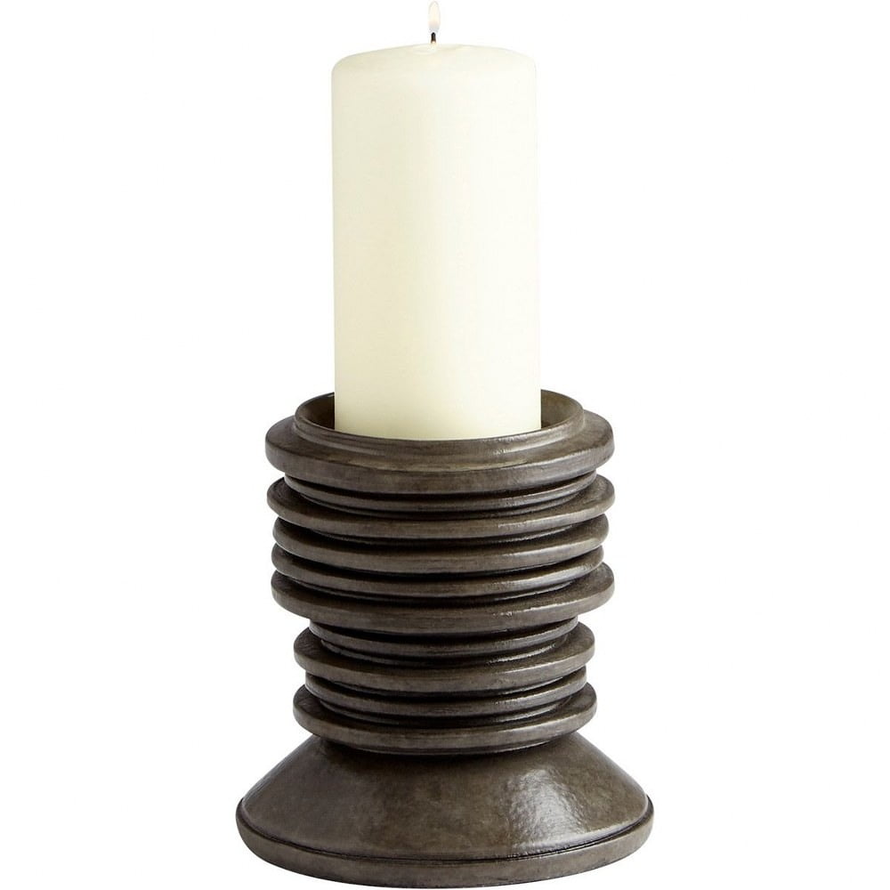 Slate Black Ceramic Candle Lantern 6" H x 5.5" W