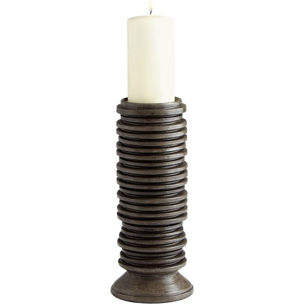 Black Ceramic 12" Ribbed Candlestick Holder
