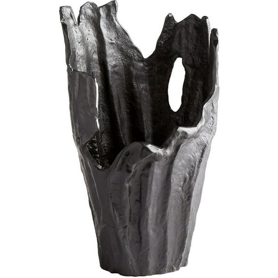Cyan lighting - Pyroclastic Monochrome - Vase-14 Inches Tall and 8.5 Inches Wide