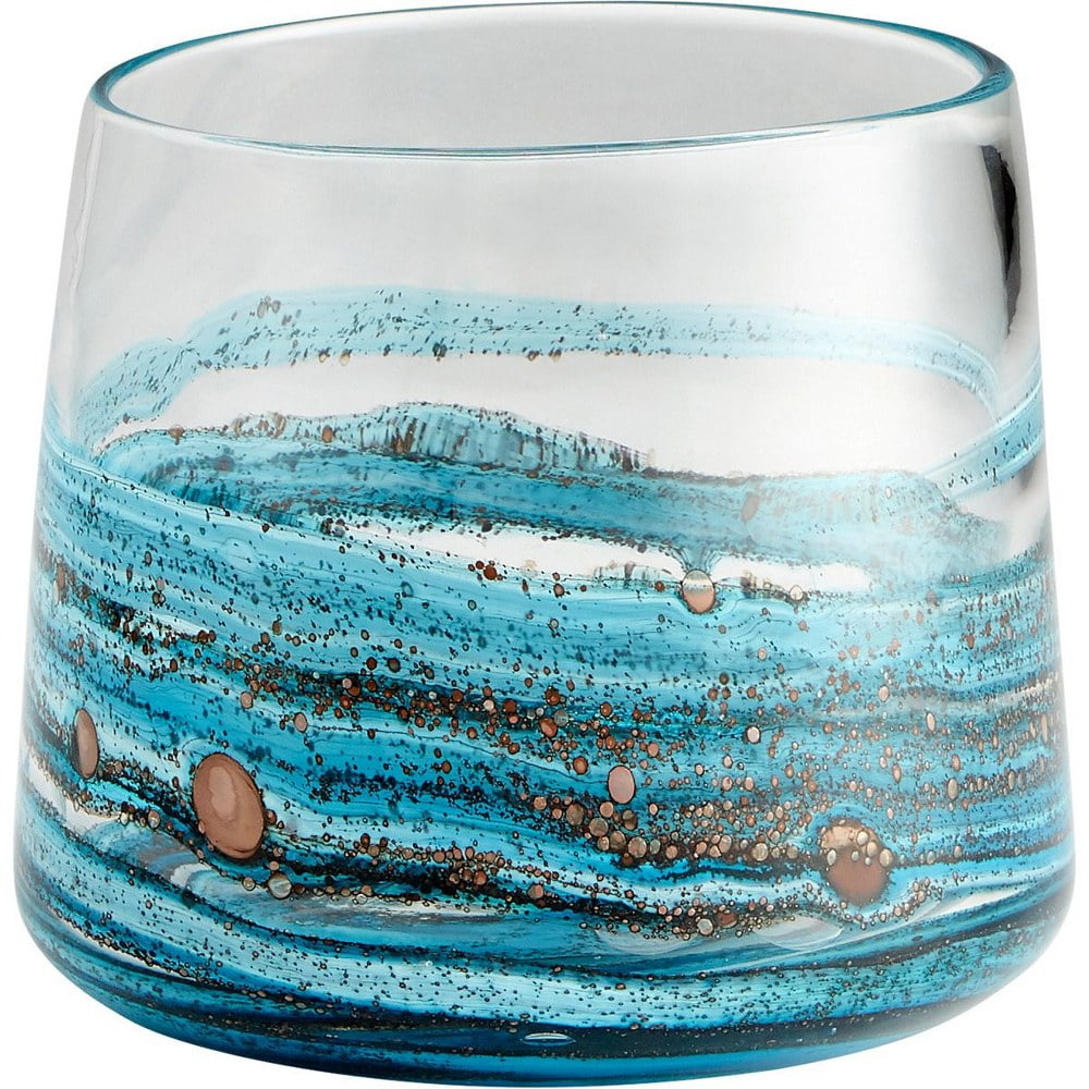 Contemporary Blue Glass 8.5" Decorative Table Vase