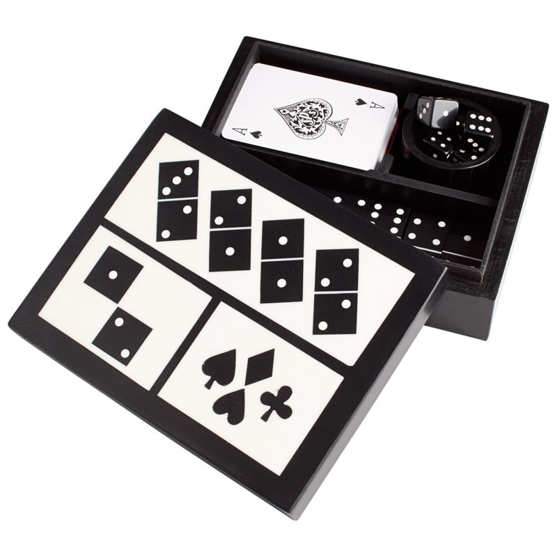 Contemporary White and Black Resin Game Night Tray