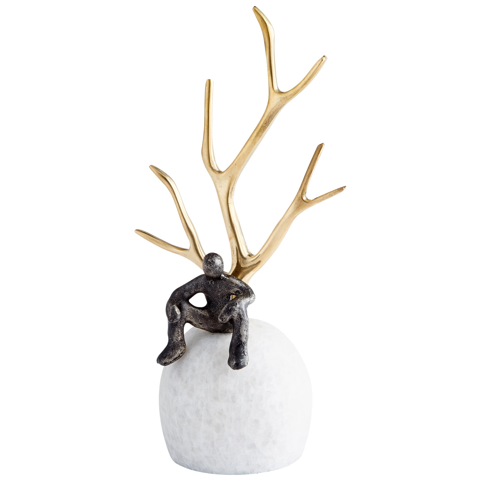 Contemporary Thinking Tree Sculpture in Bronze, Gold, and White