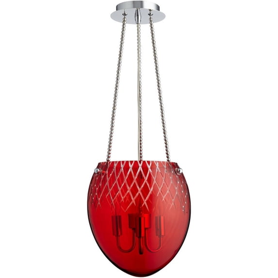 Cyan Design - Three Light Wall Sconce - 11 Inches Wide By 11.75 Inches High-Chrome Finish-Red Etched Glass Color