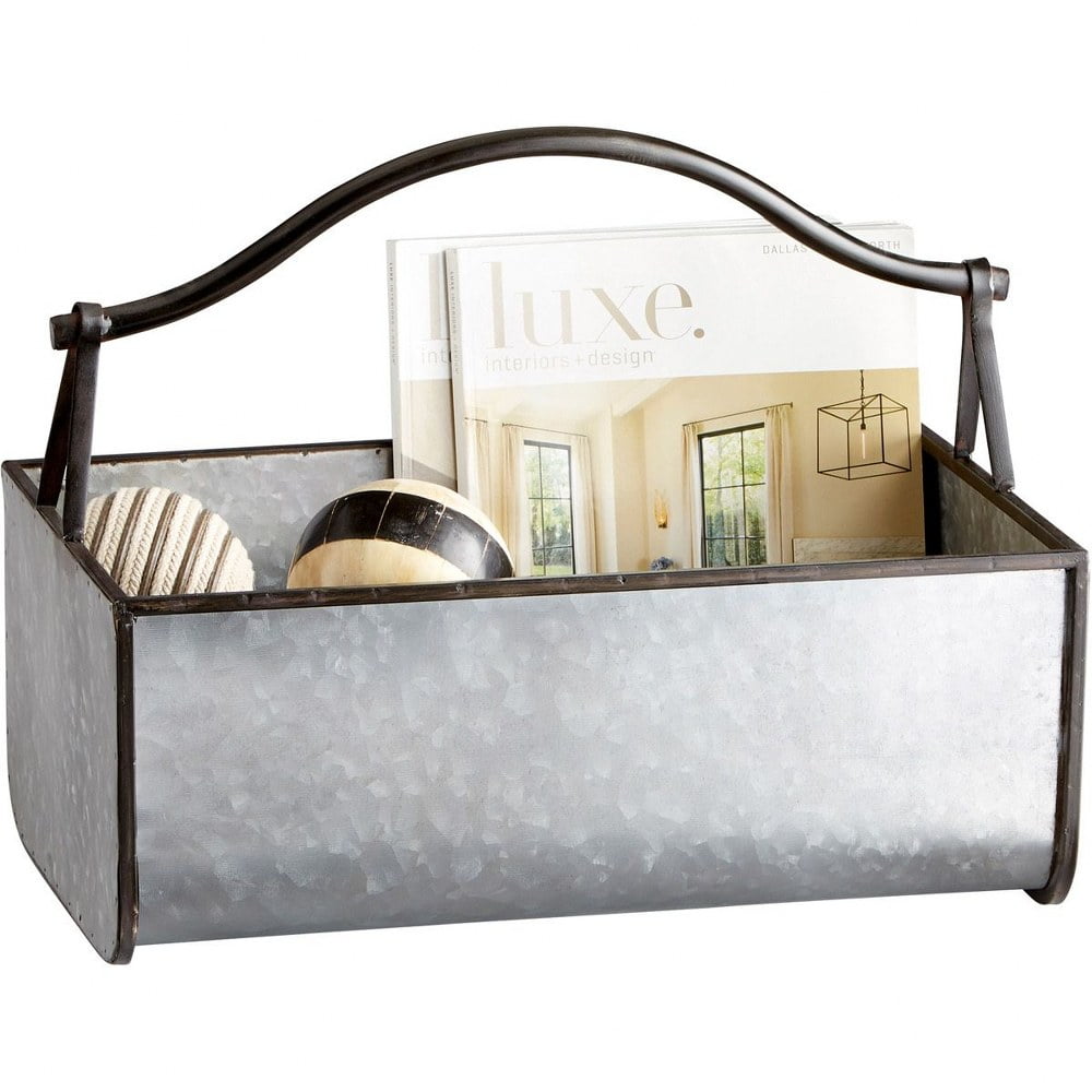 Cyan Galvanized Metal Free Standing Magazine Rack