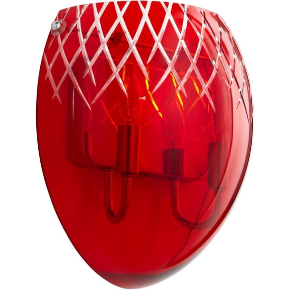 Cyan Design - Two Light Wall Sconce - 11 Inches Wide By 11.75 Inches High-Chrome Finish-Red Etched Glass Color