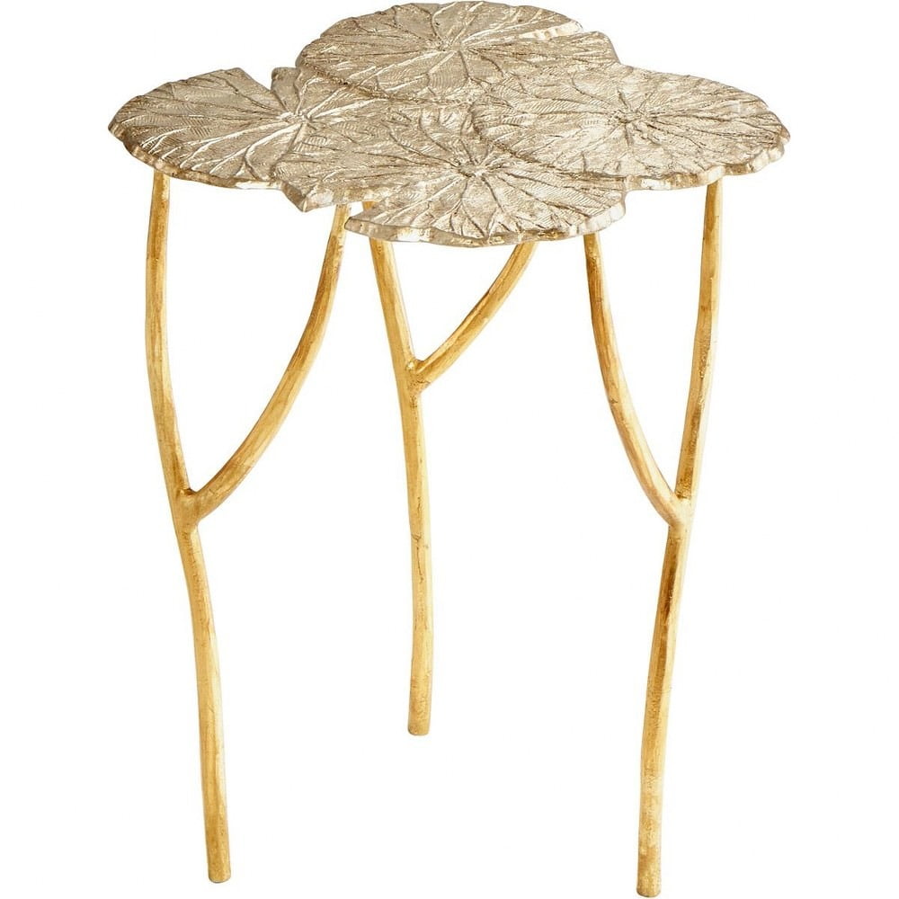 Contemporary Ulla Rectangular End Table in Gold Metal