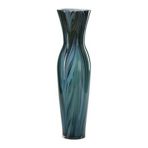 Elegant Peacock Feather Glass Vase in Multi-Blue - 23" Tall