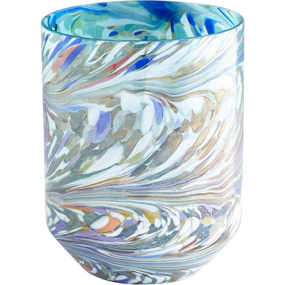 Contemporary Glass Table Vase in Jewel Tones - 7"x9.25"