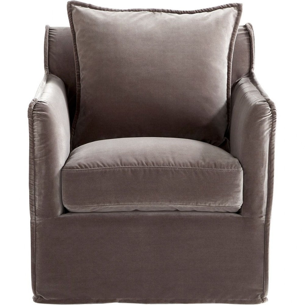 Contemporary Sovente 29" Gray Upholstered Swivel Armchair