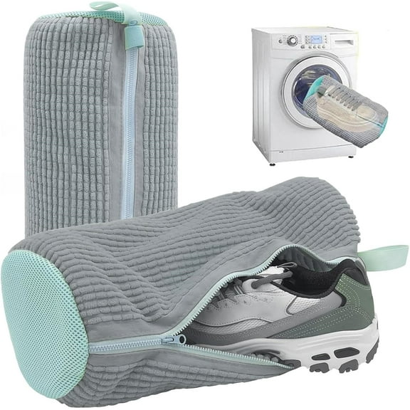 CyanCloud 2Pcs Shoe Washing Machine Bag, Reusable Laundry Shoe Bag for Washer and Dryer, Shoe Wash Bags, Mesh Shoe Washing Bag Keep 360 Cleaning for All Shoes Types And Sizes