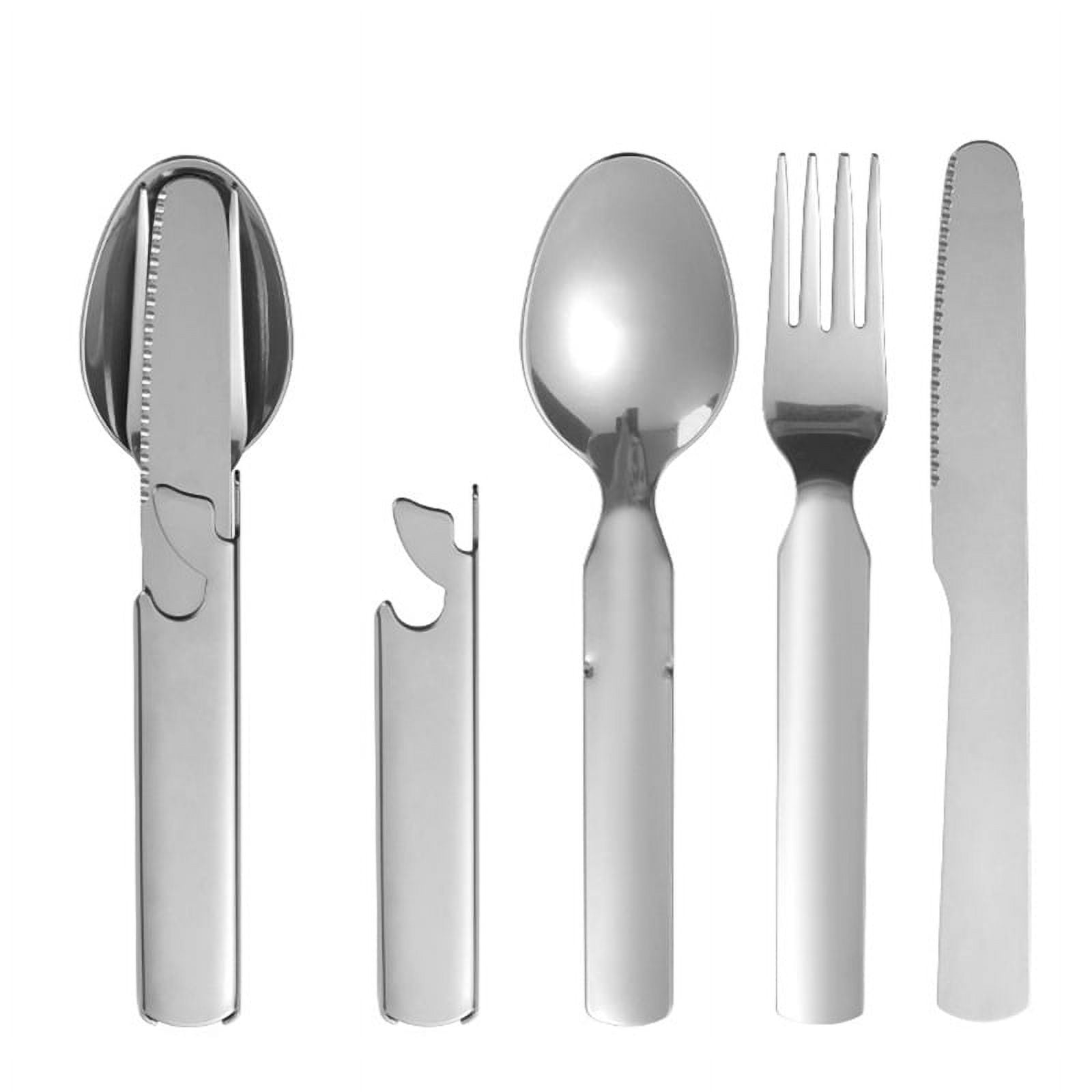 CyanOak 4in1 Camping Utensils Hiking Cutlery Set for 4, Portable
