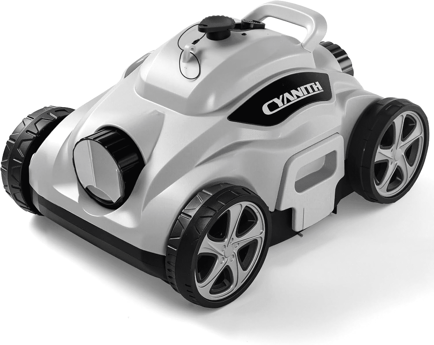 Cyanith MF-PC01 Cordless Robotic Pool Cleaner, 110-Min Runtime, Self-Parking, Adjustable Nozzles, for Above-Ground and Flat-Bottom Inground Pools up to 1026 Sq Ft, Light Grey