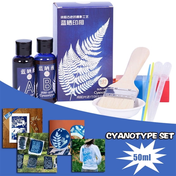 Cyanotype Basic DIY Kit - Light-Sensitive Pigment Blueprint Craft Set, Cyanotype Liquid for Photographic Art, for DIY Blueprint Making, Creative Cyanotype Photography & Art Projects, 50ml, Blue