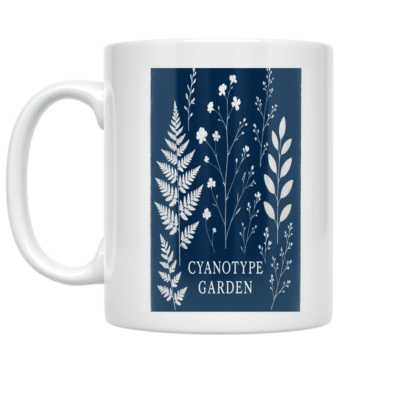Cyanotype Botanical Blueprint - Nature Lover - 11 oz Ceramic Coffee Mug