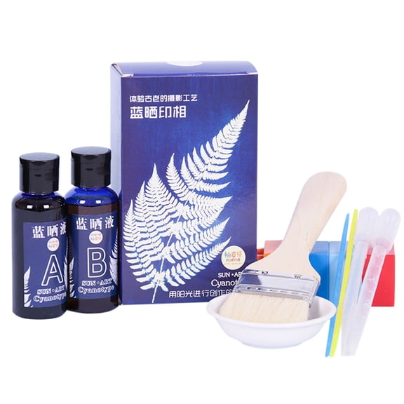 Cyanotype DIY Kit, Sun Printing Craft Set with Liquid Tools for Art Creation