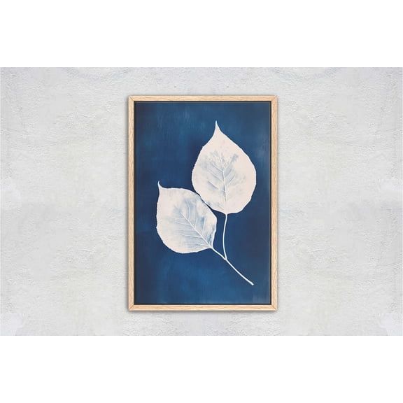 Cyanotype Leaves Leaf Blue White Portrait Decor Unframed Paper Print