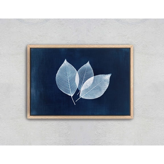 Cyanotype Leaves Leaf Blue White Wall Decor Unframed Paper Print
