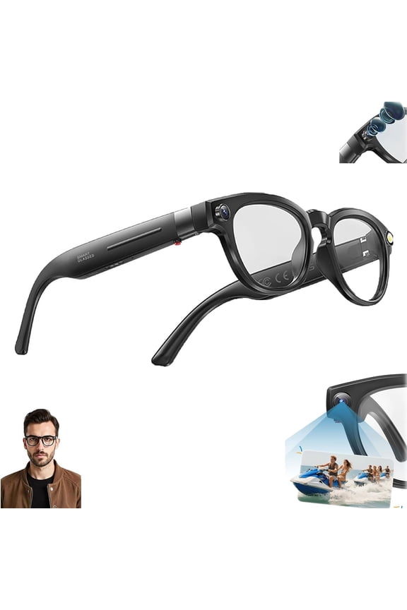 Cyanvue Ai Smart Glasses, 2026 Upgrade 8mp Camera Glasses with Music & Call Features, Bluetooth, AI Translator, Automatic photochromic Lenses, Anti-Shake, Everyday Wear