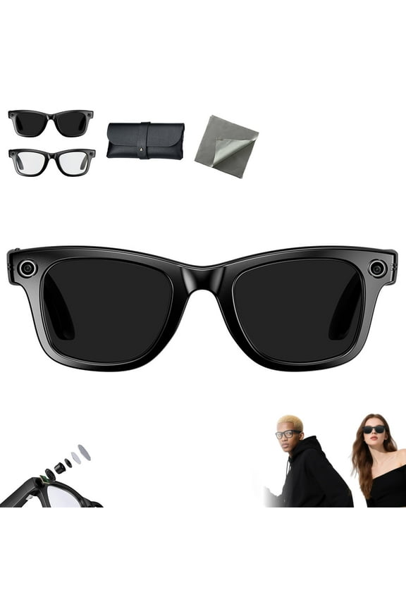 Cyanvue Ai Smart Glasses,8mp Camera Glasses with Music & Call Features,Waterproof Ai Bluetooth Smart Glasses for Men with Camera,UV Protection,Anti-Blue Light Glasses Everyday Wear(Anti-blue light gl