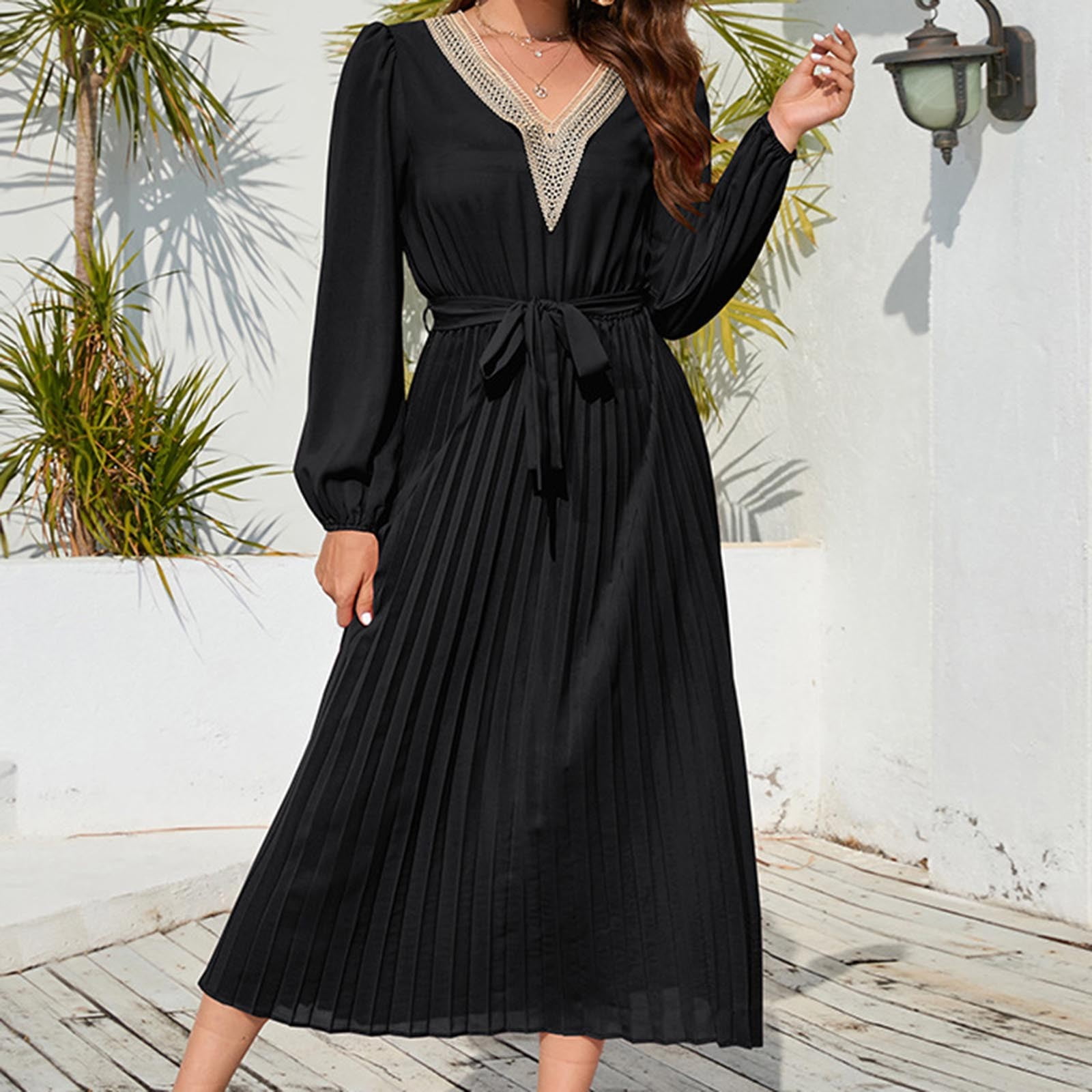 Cyber and Monday Deals Womens Long Sleeve Dress Casual Spring Sun