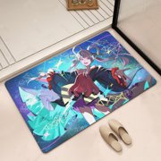 Cyber Anime Girl with Neon Background Diatomaceous Earth Bath Mat - Non-Slip Super Absorbent Quick Dry Mat for Bathroom Entryway
