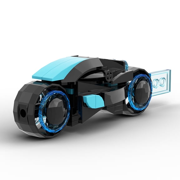 Cyber Blue Motorcycle Building Set, Neon Blue Model Kit, 67-Piece Collectible Toy for Display