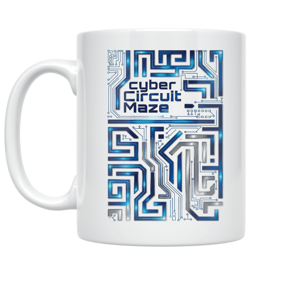 Cyber Circuit Maze Design - Tech Enthusiast - 11 oz Ceramic Coffee Mug
